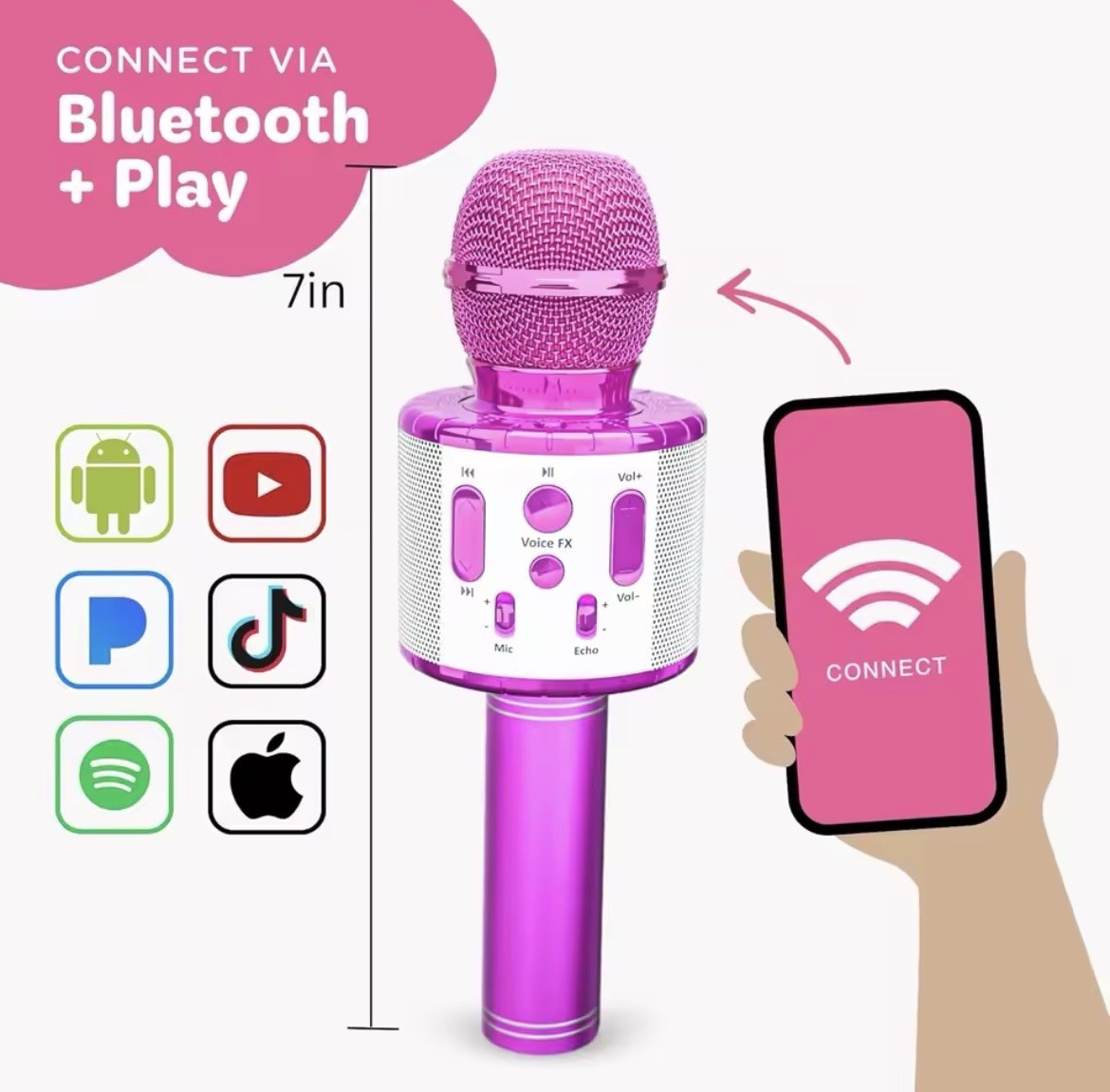 Kids Karaoke Microphone – Bluetooth & Pre-Loaded Songs