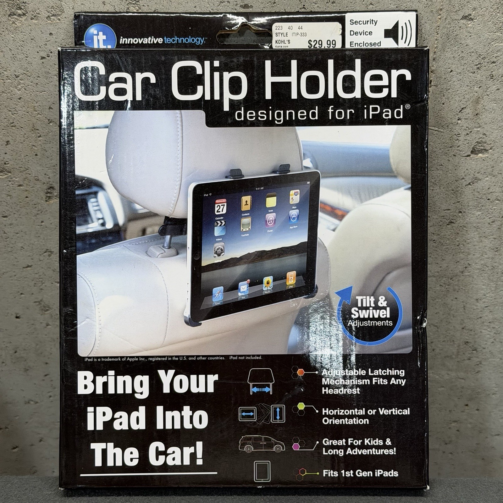Innovative Technology iPad Car Clip Holder Tilt & Swivel - New (Open Box)