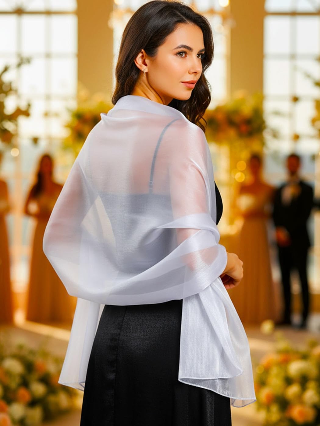Women's Shawls and Wraps for Evening Dresses Sparkling Wedding Scarf Sheer Br...