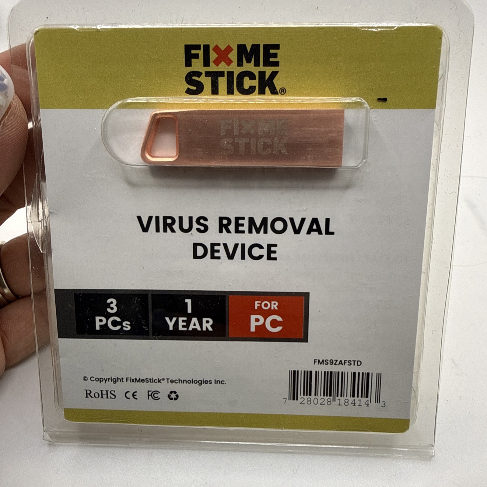 FixMeStick Virus Removal Device USB Malware Removal Tool 3 PCs 1 Year Sealed