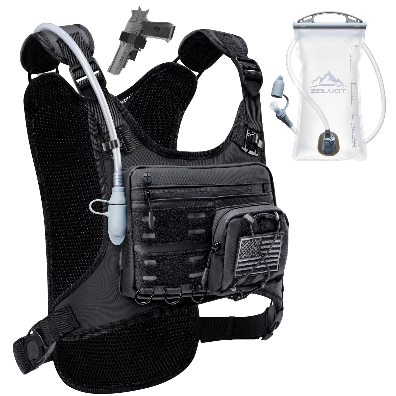 Running Vest with 2L Water Bladder, Hydration Backpack, U.S. Design Patent, L...