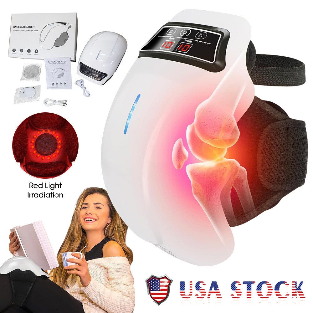 Cordless Knee Massager with Heated Vibration Red Light Therapy 2400mAh GIFT US