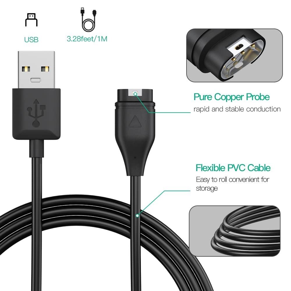 Versatile 2 Pack Garmin Charger Cables - Fast Charge & Overcurrent Protection