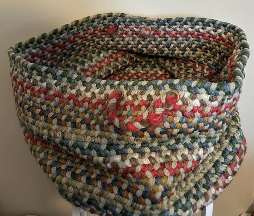 Braided Multicolor Wool Bag Basket