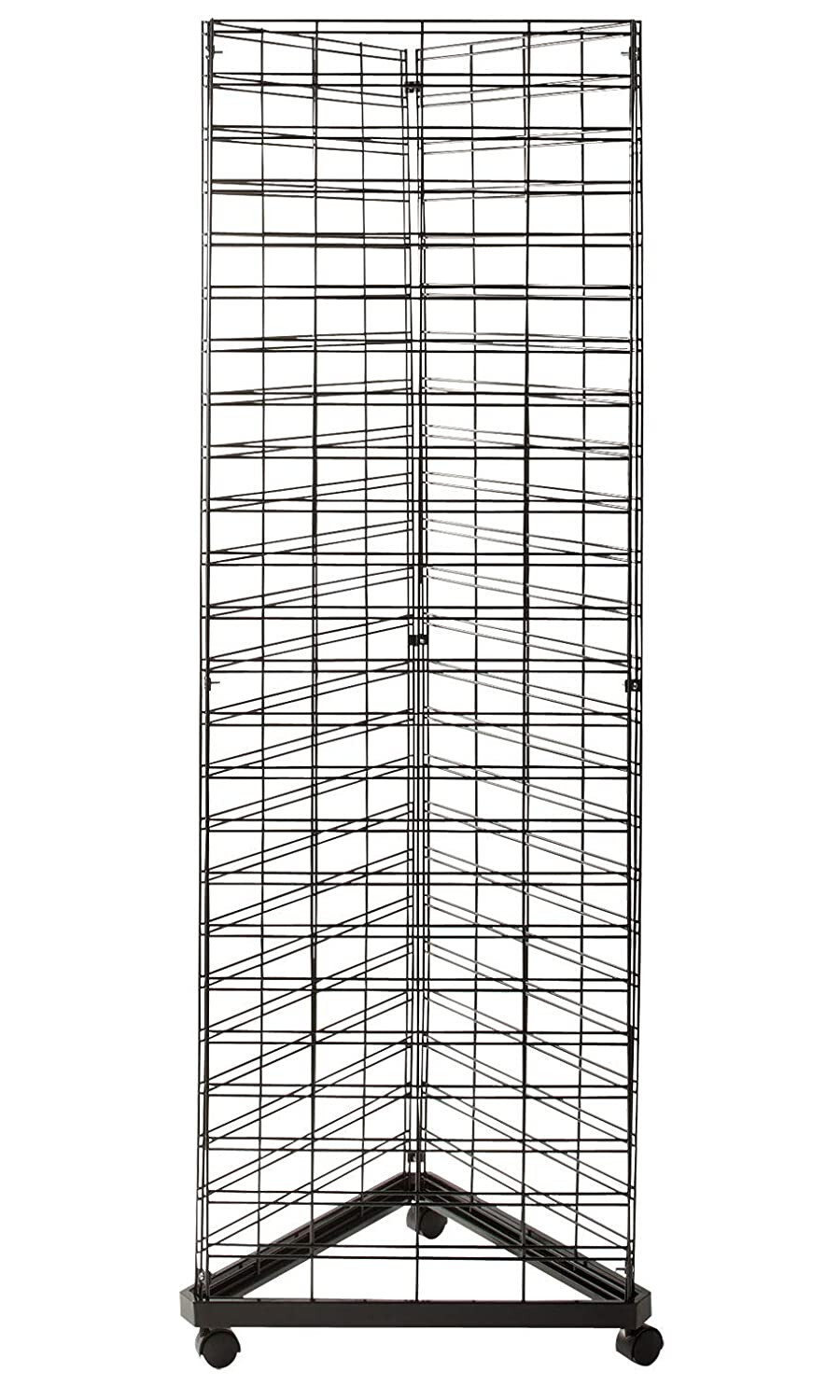 Slat Grid Triangle Tower Display Rack Casters Rolling Castors Black 2' x 6 ½' H