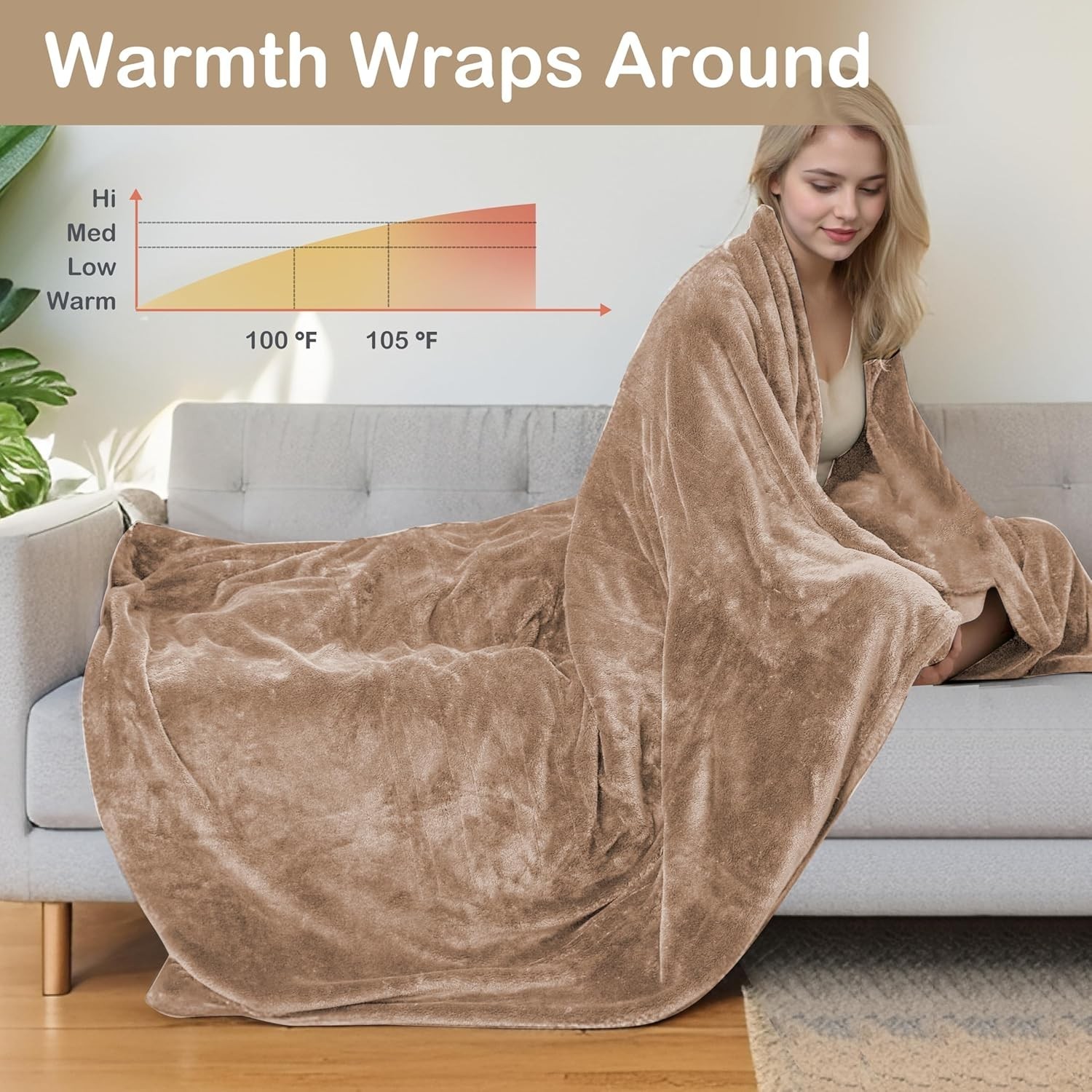 Electric Heated Blanket Full Size 72"x84",Fast Heating Throw Soft Plush