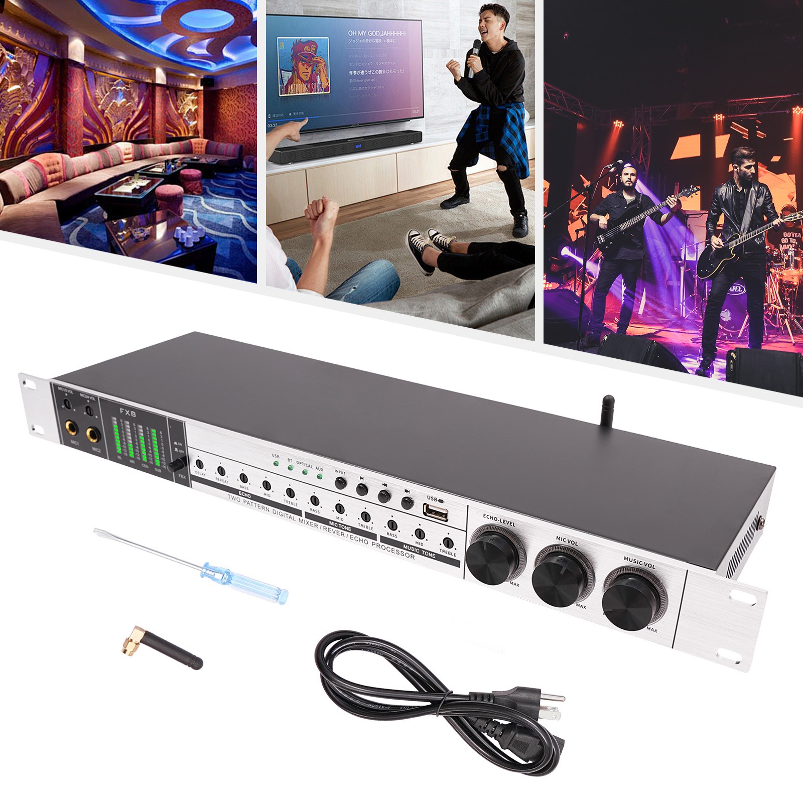 USB Audio Processor Mixer Professional Anti-howling Audio Processor w/ Bluetooth