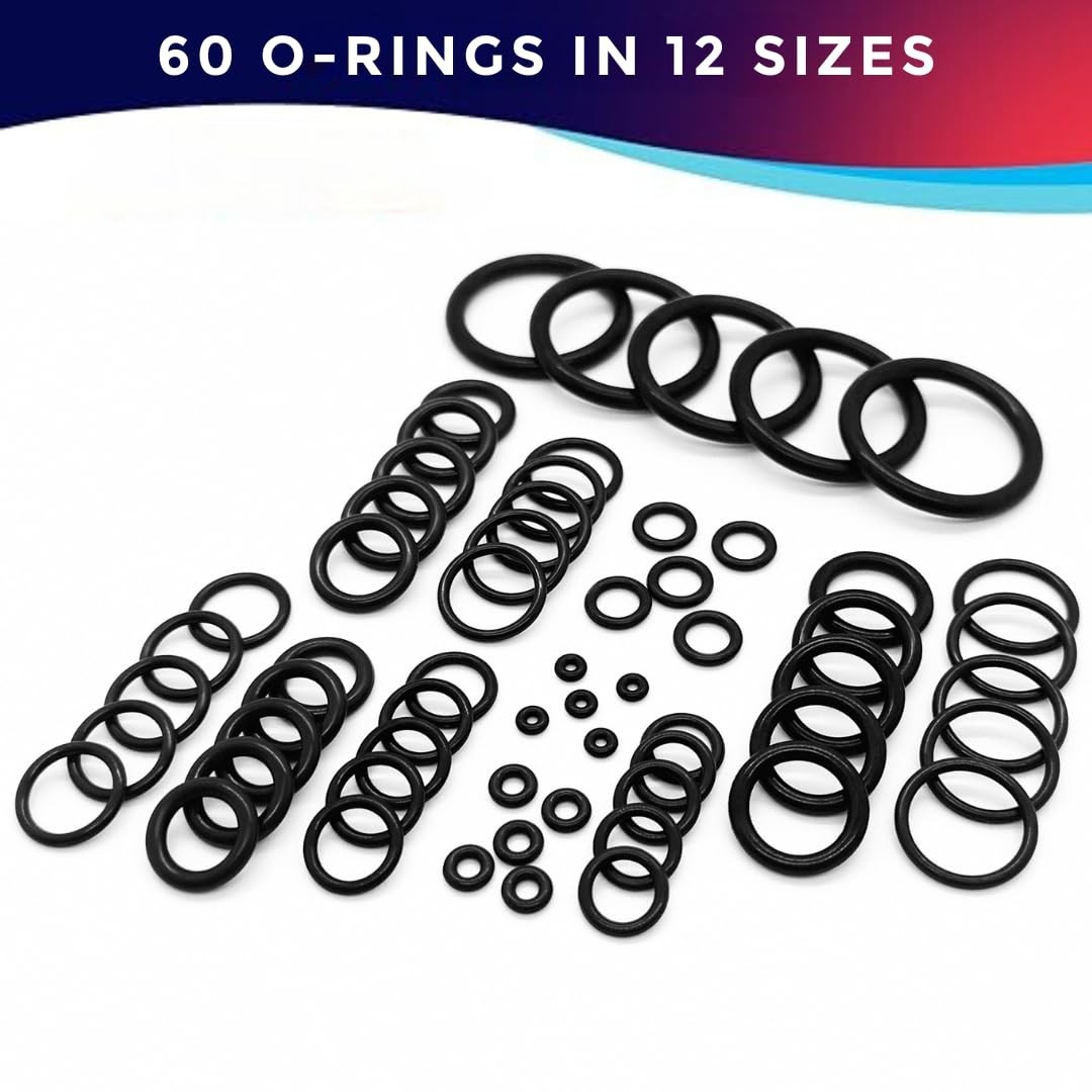 Comprehensive O-Ring Kit - 60 Scuba-Specific Sizes, Size Guide & Brass Picks