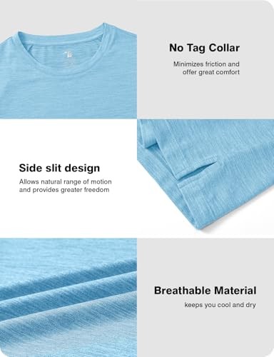 Men's Quick Dry Workout Athletic Shirts Lightweight Tennis Large Sky Blue
