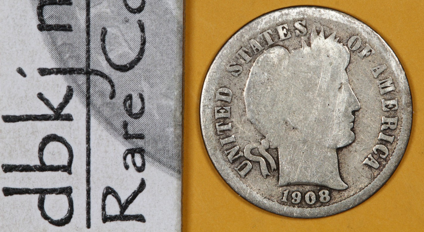 1908 O - Liberty Head "Barber" Silver Dime 10¢ - G - Good dbkjA