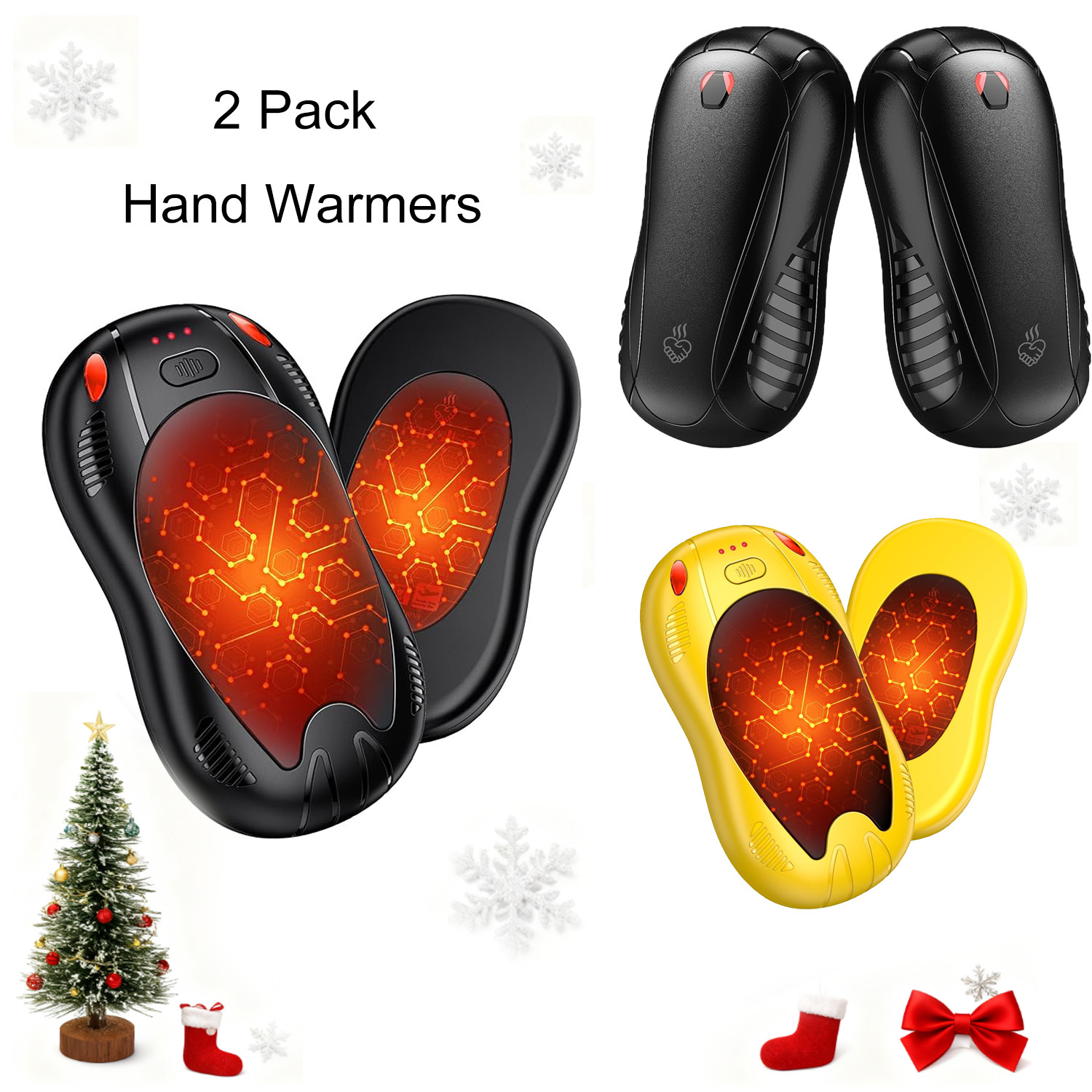 Rechargeable Hand Warmers 10000mAh, 2Pack Portable Electric Hand Warmer 3 Levels
