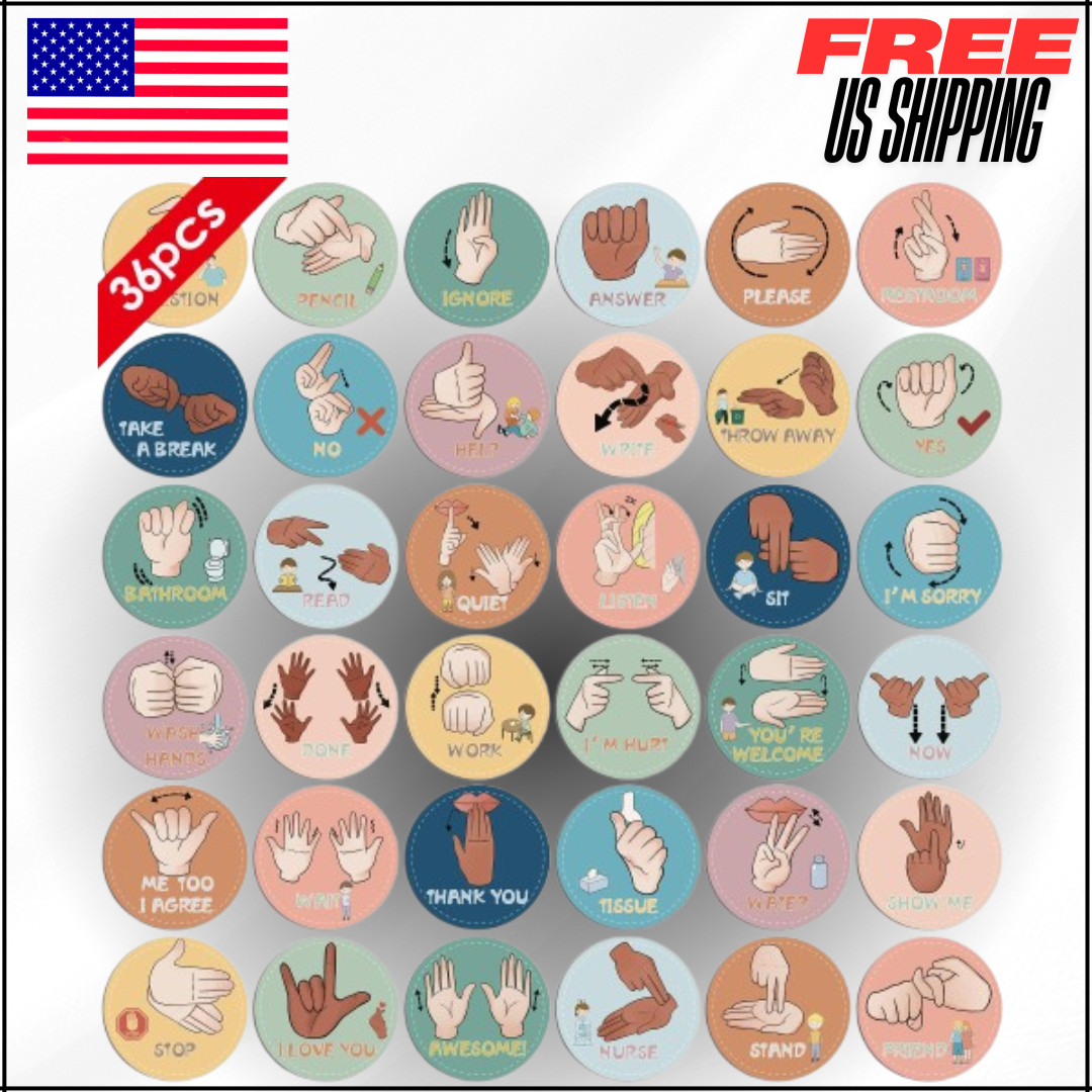 ASL Classroom Hand Signal Cards 36 Hand Signals Decor Sign Language Posters