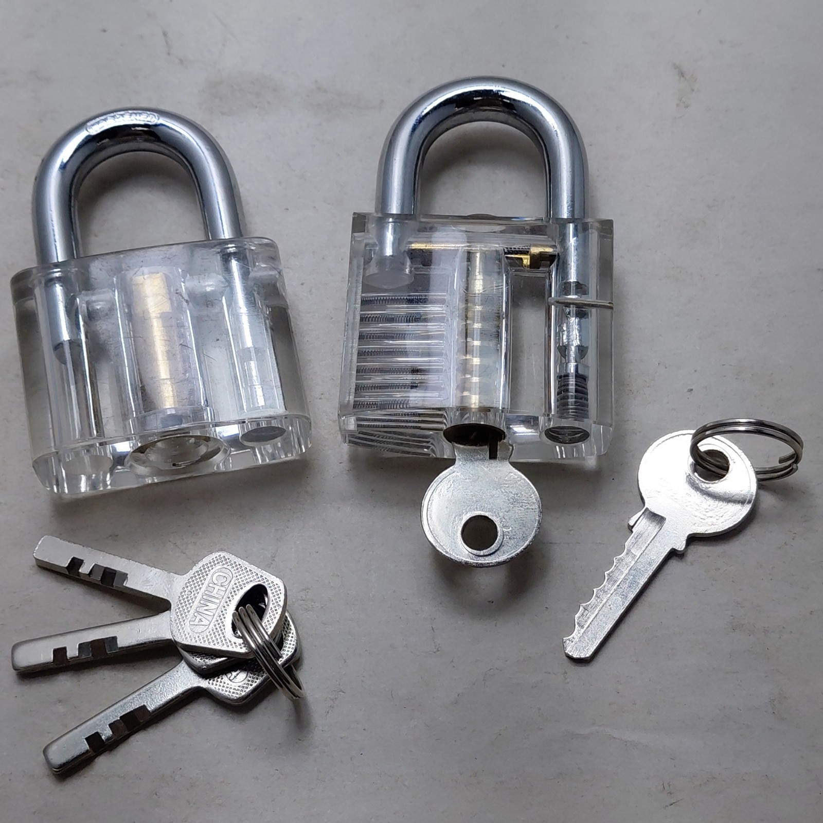 Set of 2 Transparent Practice Padlocks with Keys Locksmith Training Tool