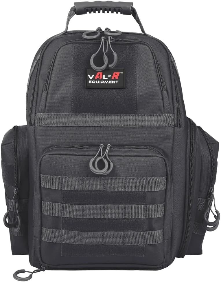 Val-R 3 Pistol Range Backpack W/3 Gun Cases Tactical Heavy Duty Black