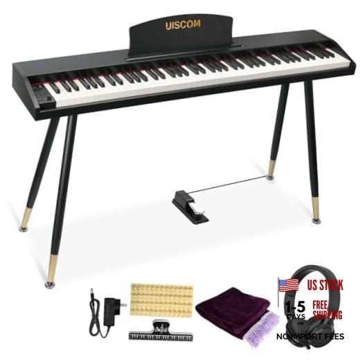Digital Piano Keyboard for Beginners,Full Size 88 Key URS25 with Stand Black