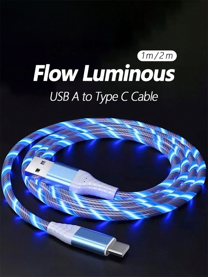 LED Light Up USB C Cable Fast Charging Cord For iPhone 15 16 17 Samsung Android