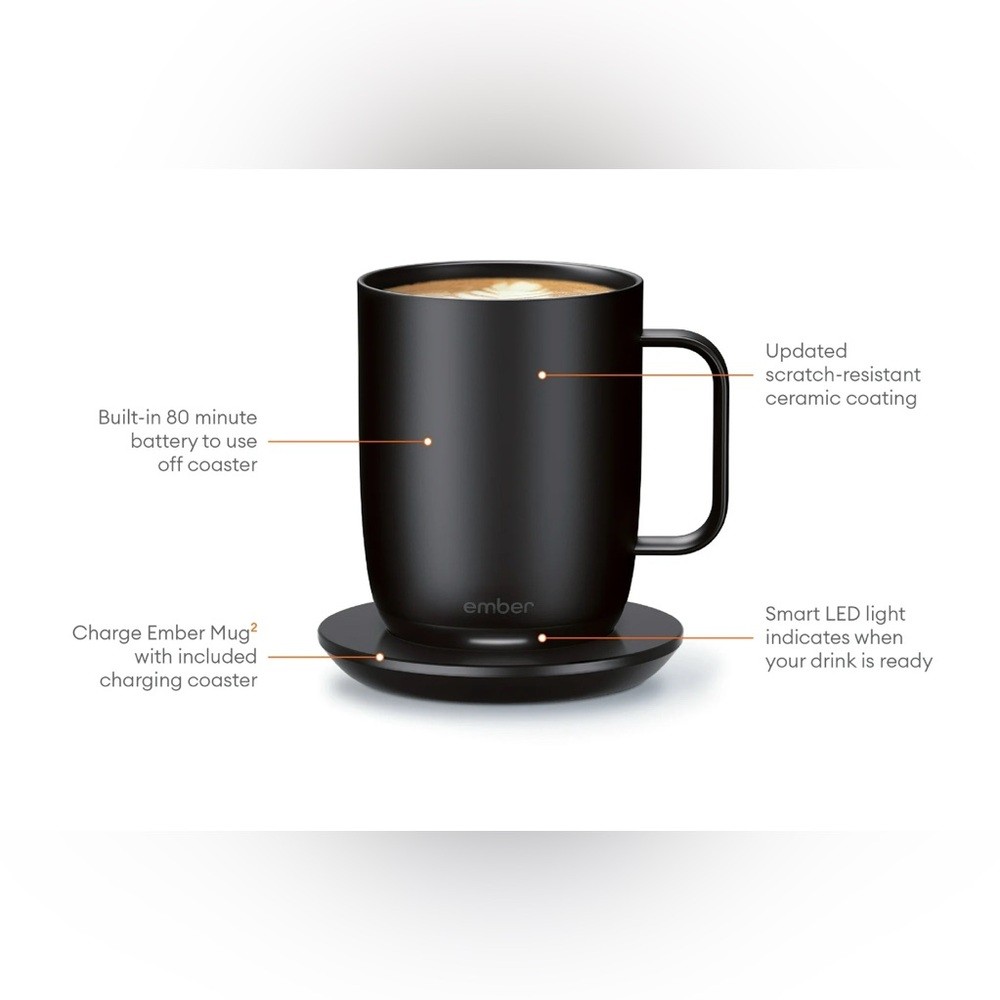 Ember NEW IN BOX 14 OZ Charcoal Temperature Control Mug 2