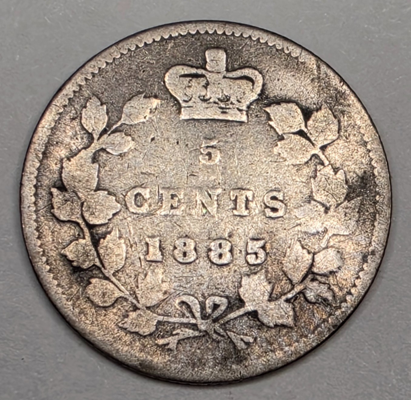 1885 Canada 5 Five Cents - Circulated Canadian Silver Coin - Queen Victoria