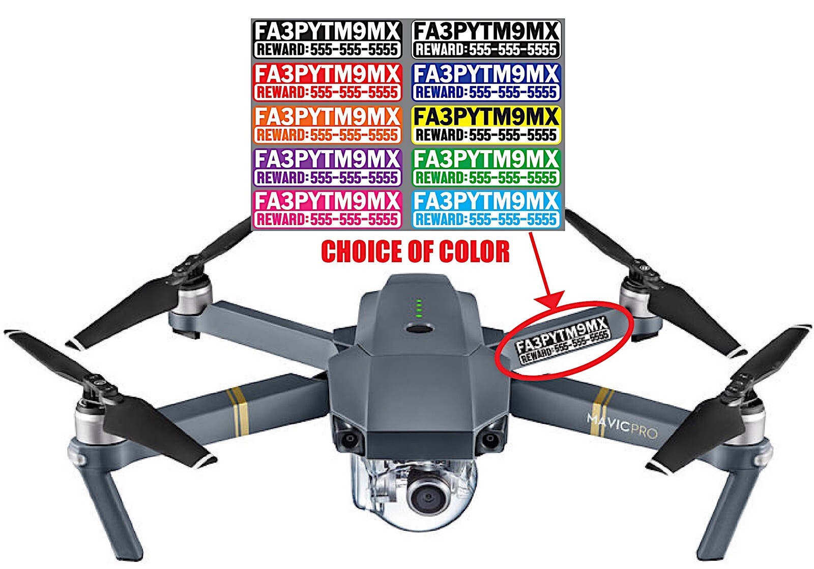 FAA Drone Registration Number Decal Sticker Set of 4 Custom Vinyl DJI Mavic Mini