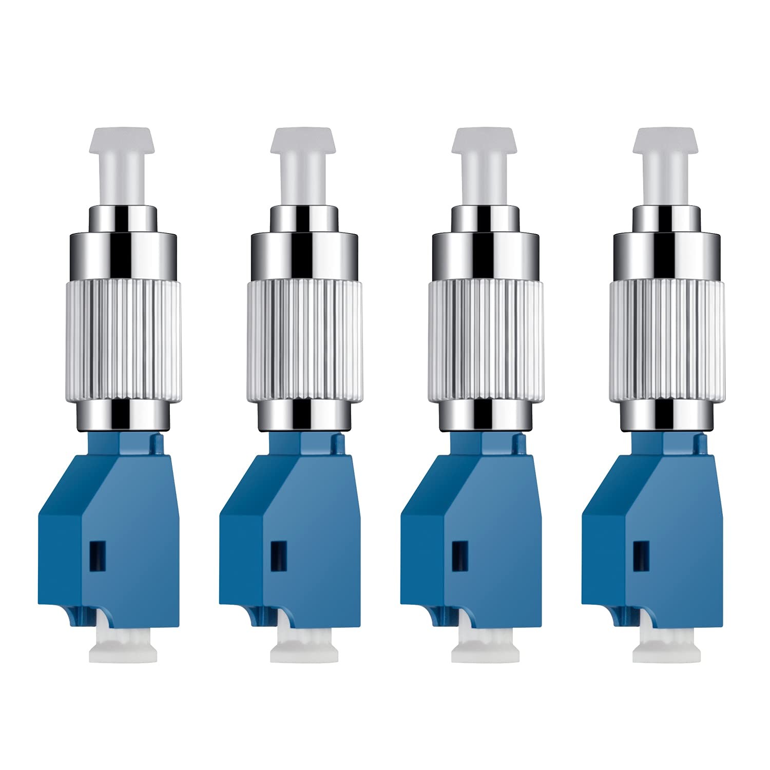 4Pcs Visual Fault Locator Fiber Adapter, Optic FC to LC, Blue