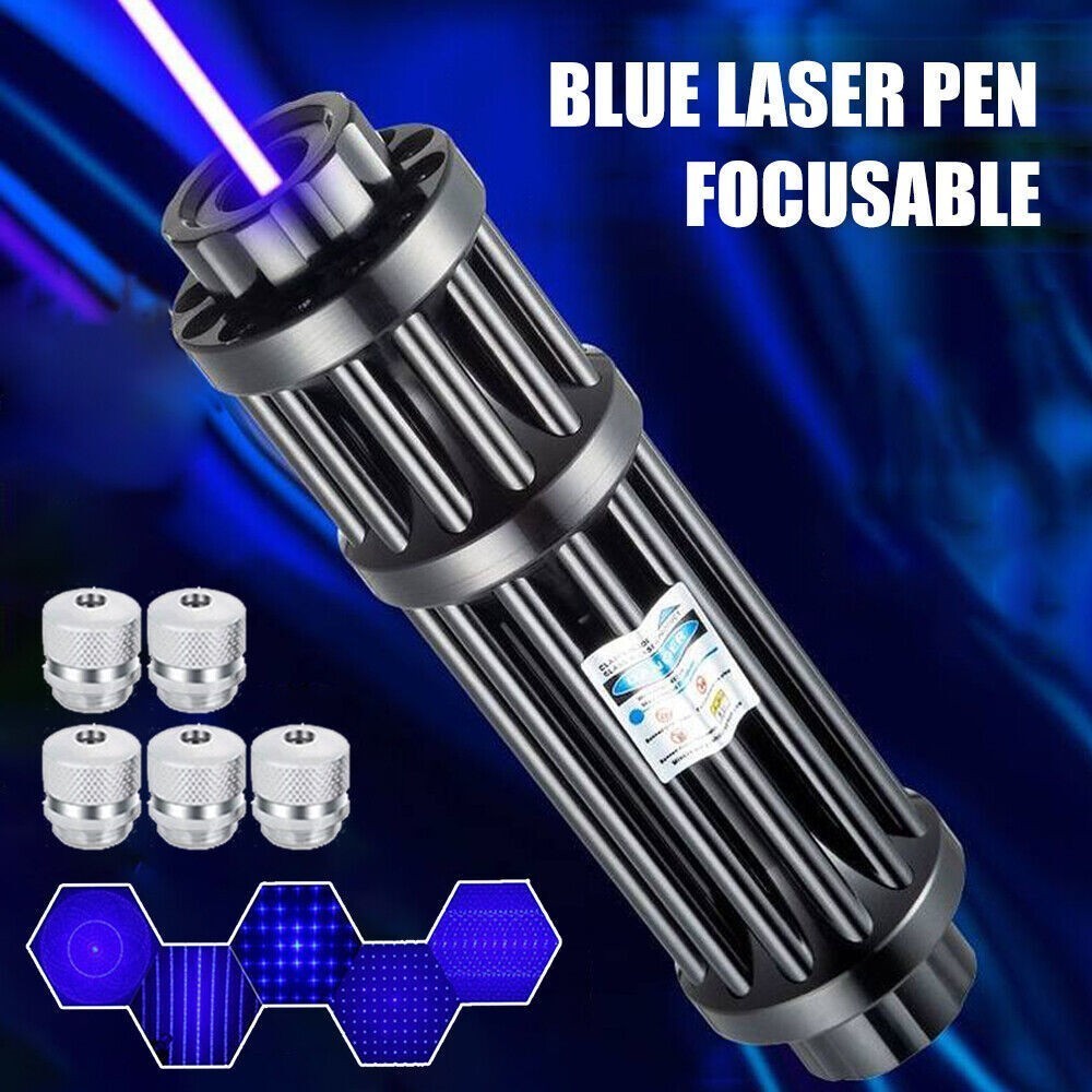 Adjustable High Power Blue Laser Burning Light Pointer Visible Dot Torch Light