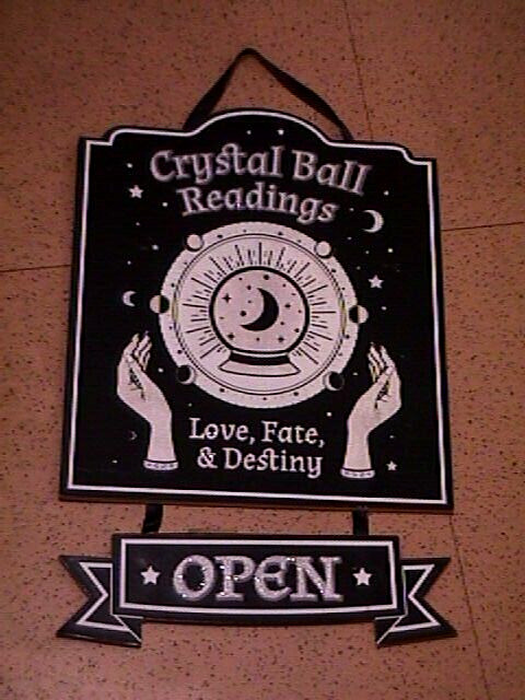 CRYSTAL BALL READINGS Store Open DOOR SIGN love fate destiny moon psychic wicca