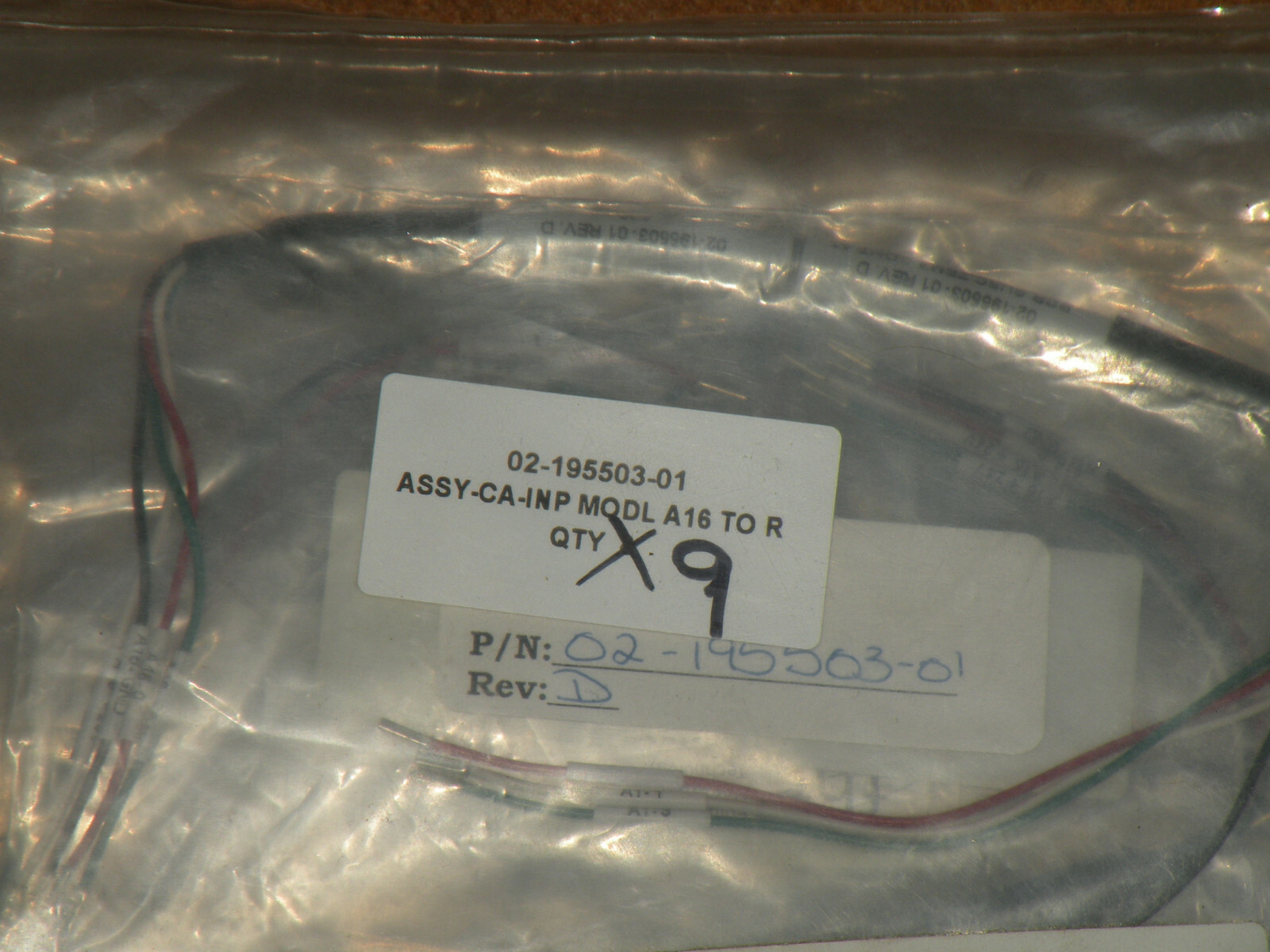 (1) Future Hardware Technology 02-195503-01 Assembly Cable INP MODL A16 to RCR