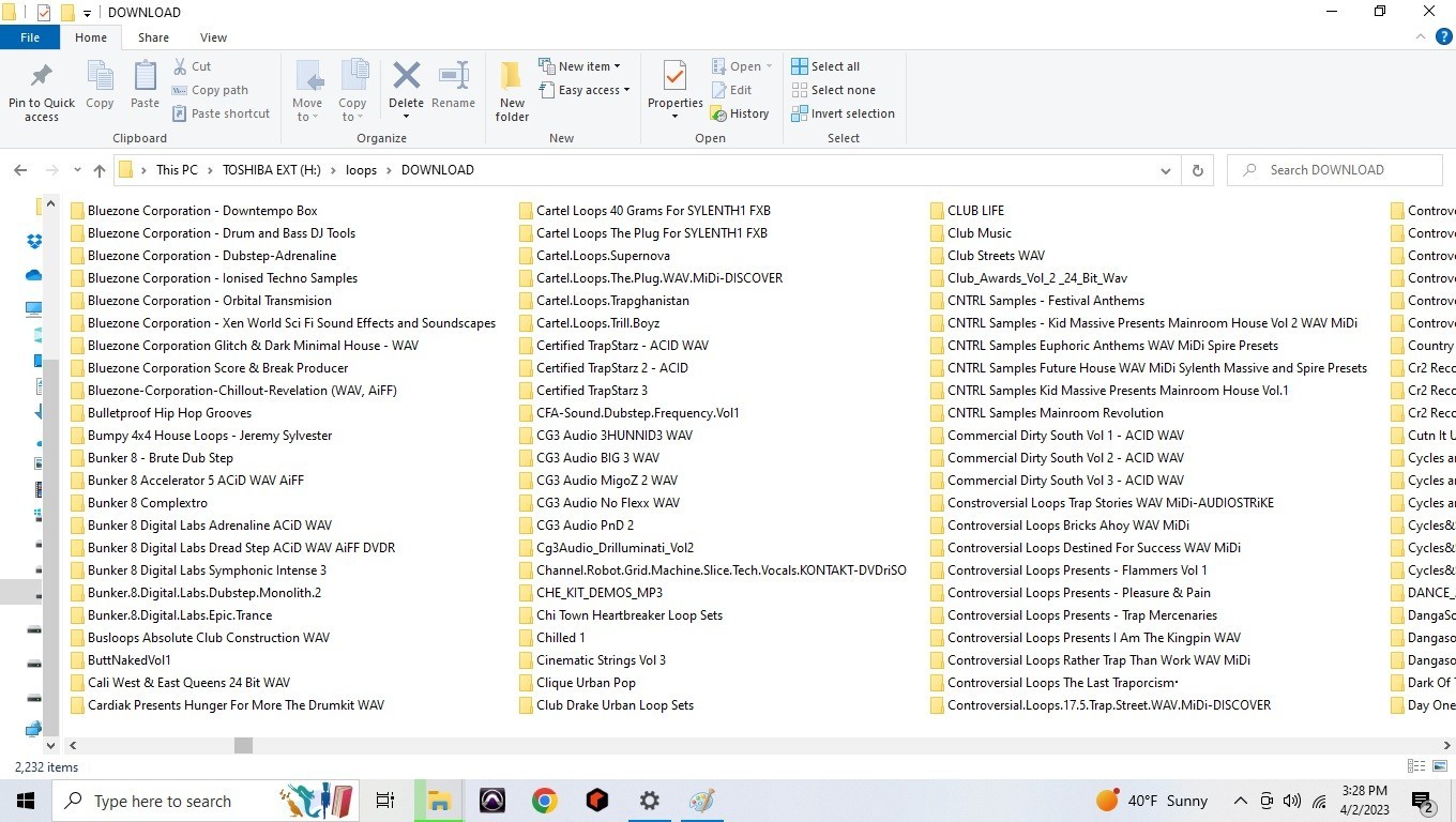 5TB hard drive full of loops, samples, refills, Rex, Native instrument programs