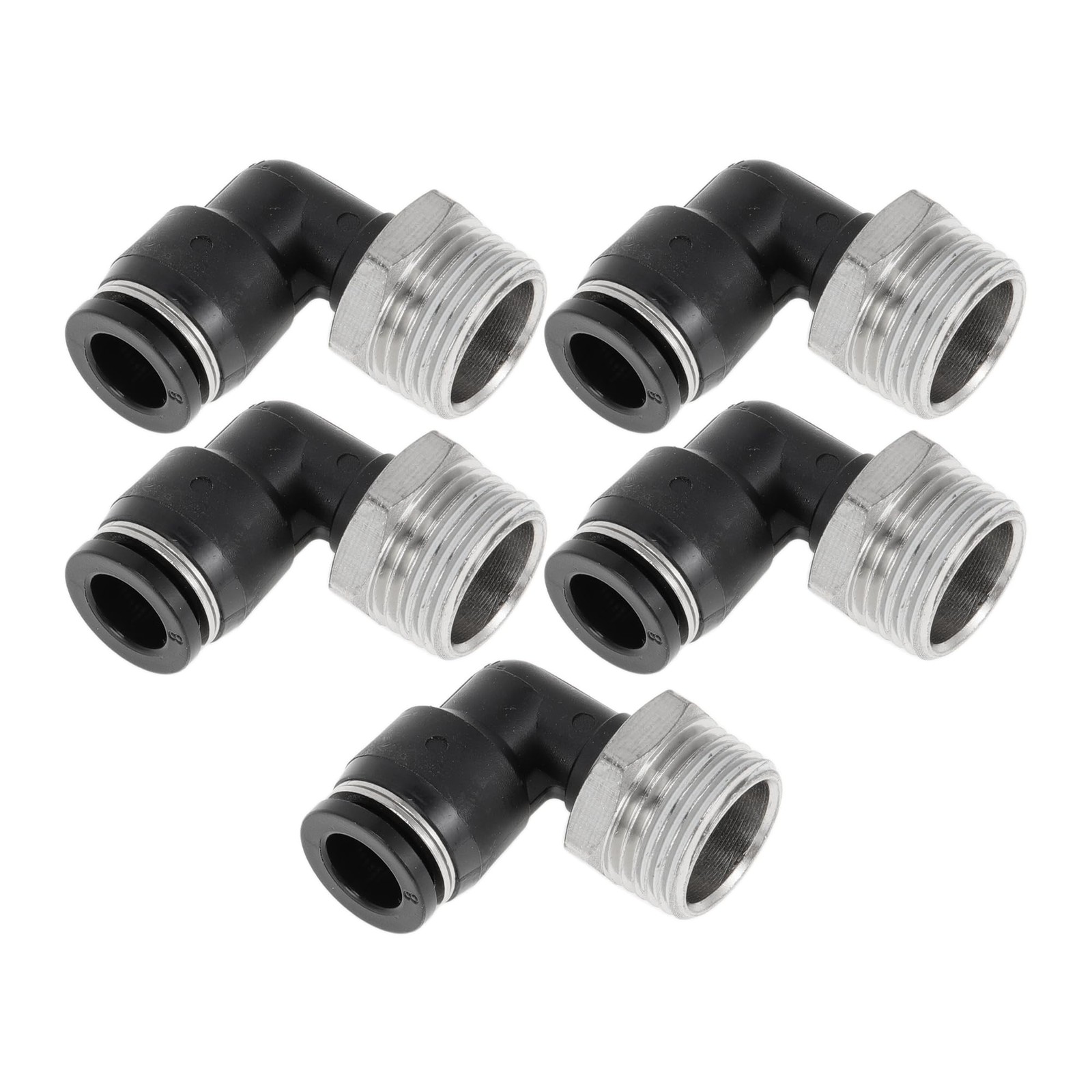 5 Pcs Push To Connect Air Fittings 5/16 Inch 90 Deg 3/8 Inch BSPT Quick Joint