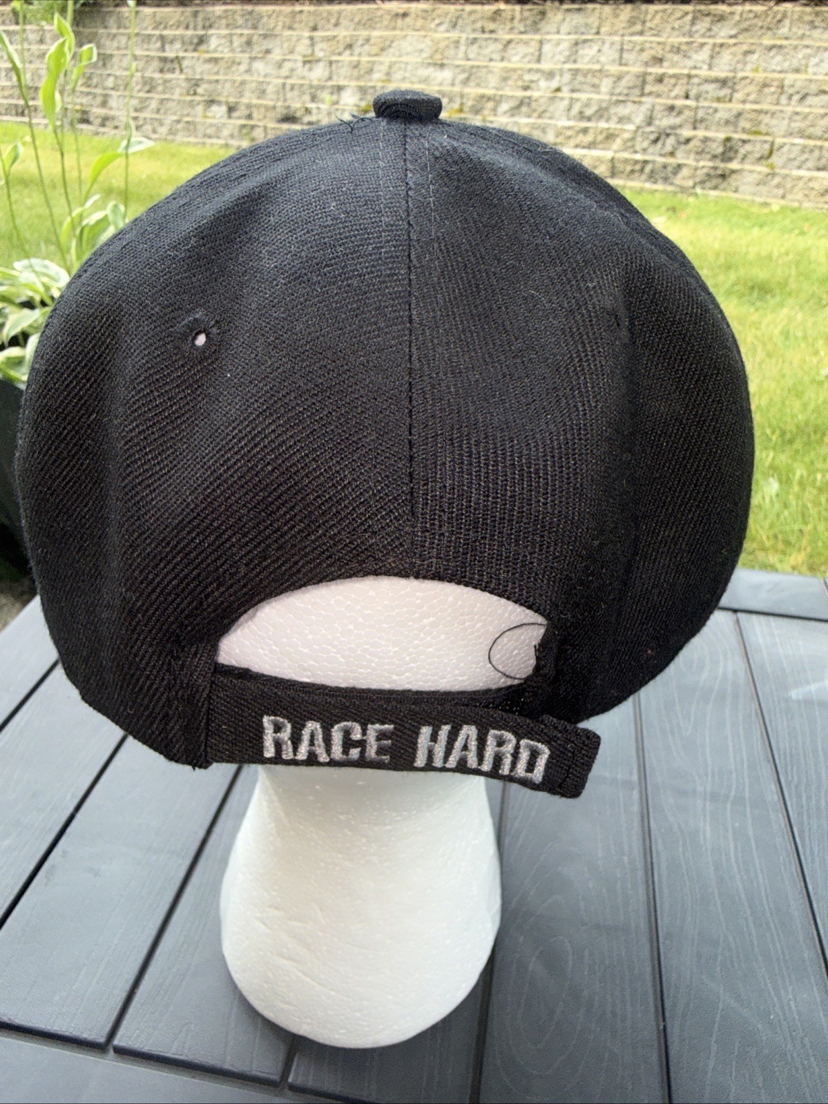 Triple X Grey Silver Black on Black Hat Cap Hook Loop RACE HARD on Hook Loop