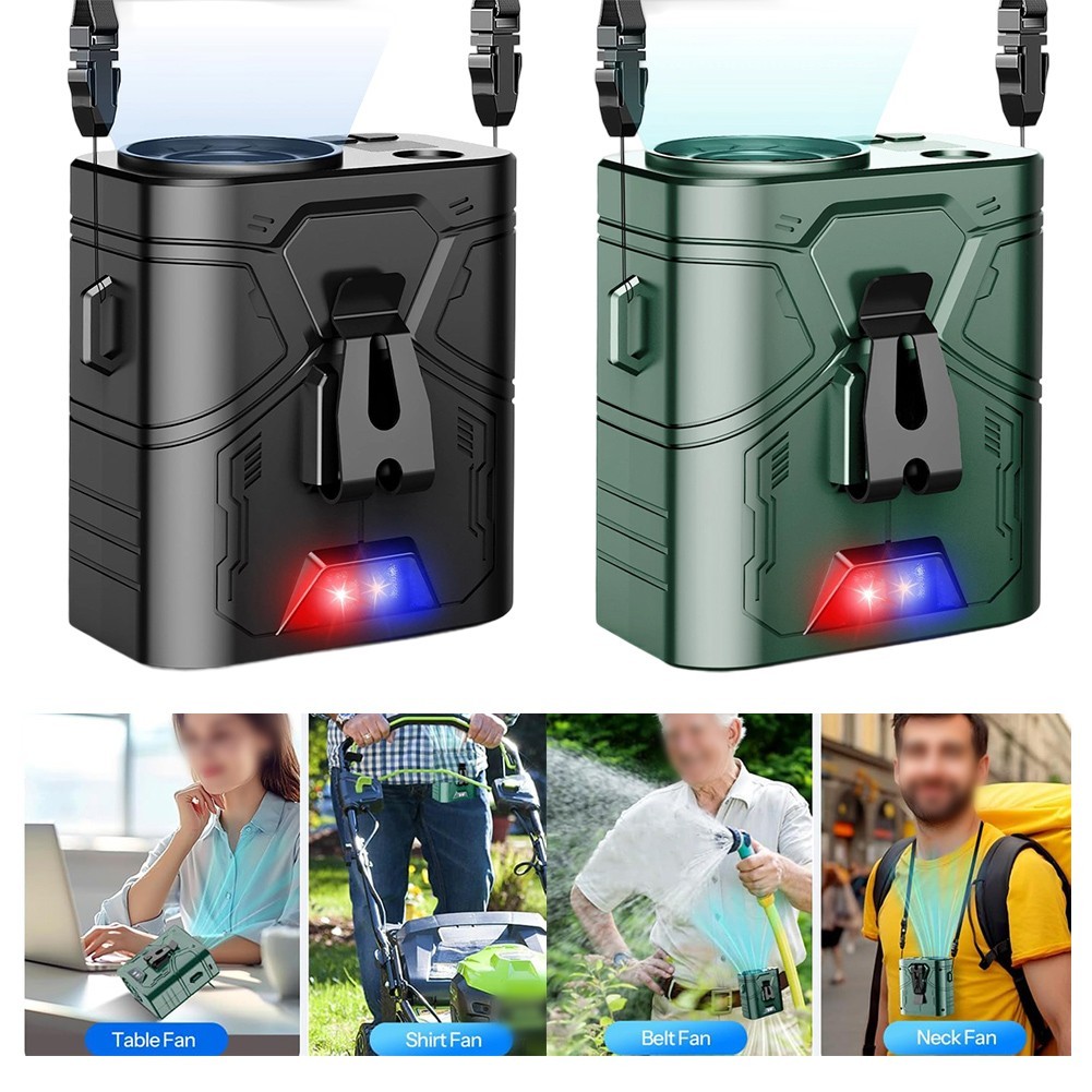 Wearable Portable Waist Fan 20000mAh Battery 5 Speeds Clip On Lightweight