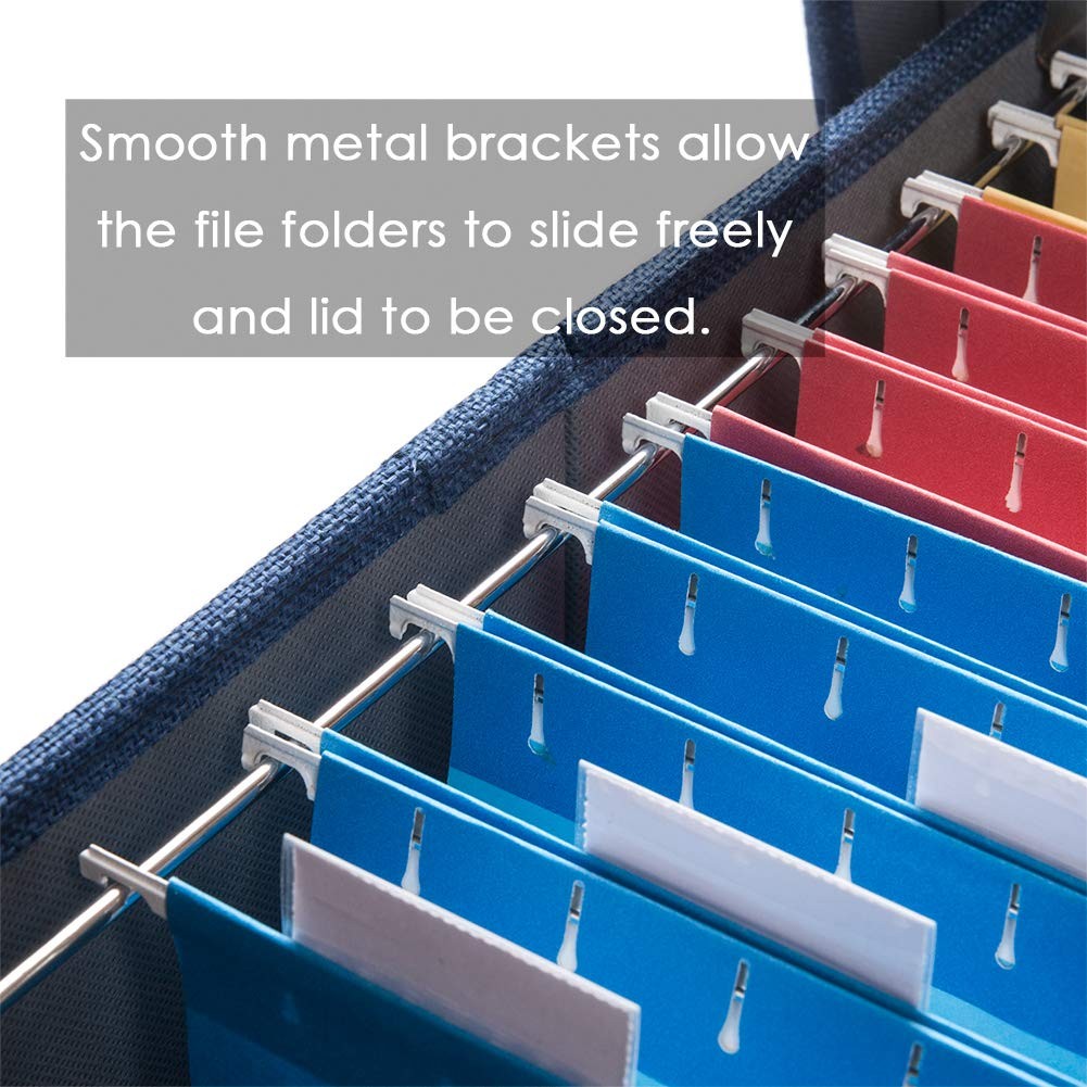 PRANDOM File Organizer Box - Set of 1 (1-pack) without folders, Navy Blue