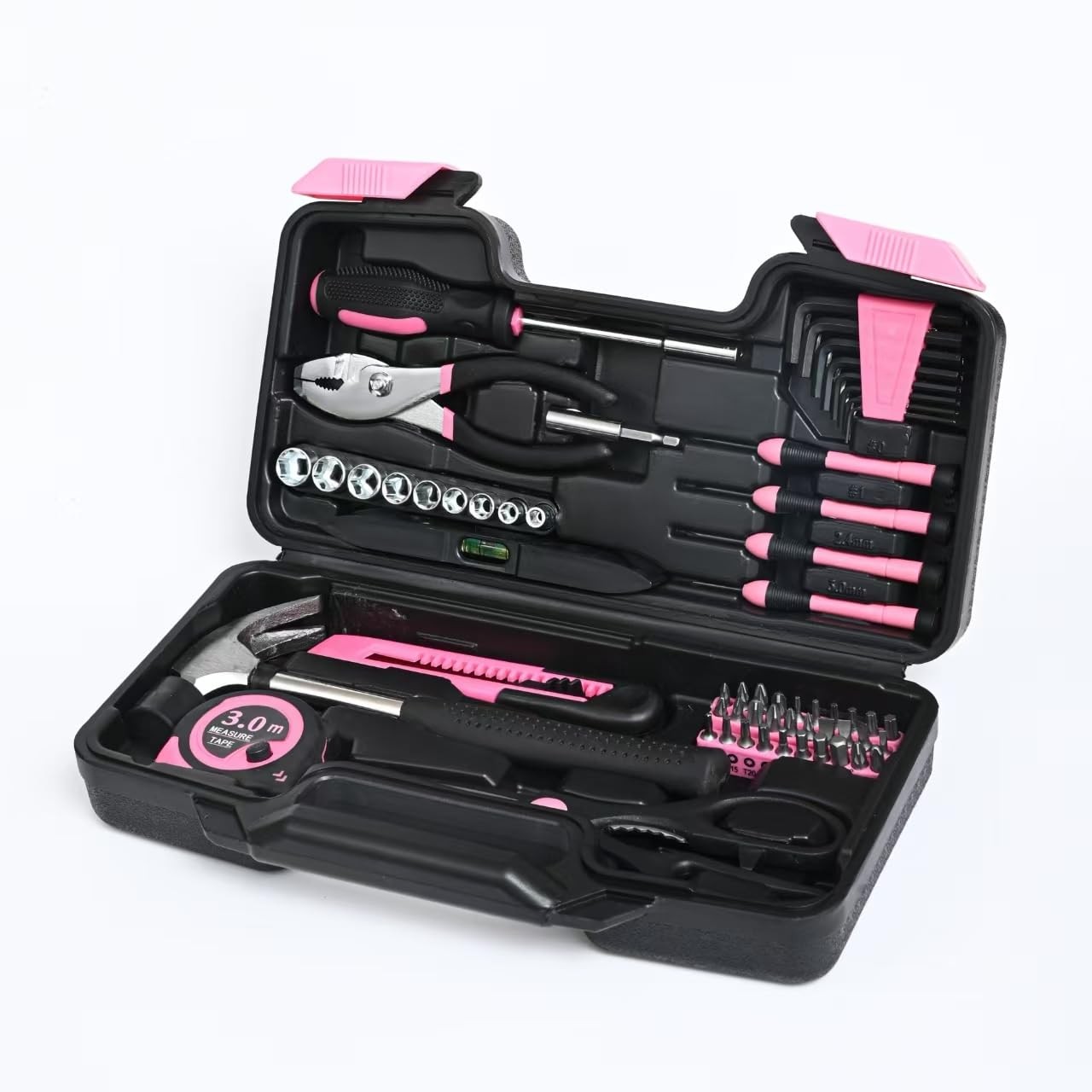 144-Piece Pink Tool Kit Basic Home Repair Tool Set General Household Hand Too...
