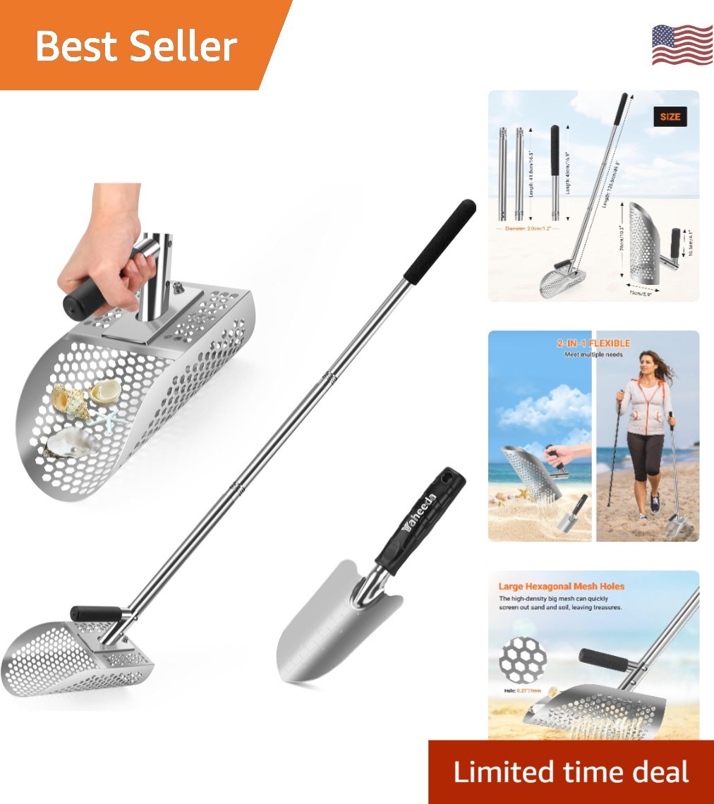 Long Handle Sand Scoop with Shovel for Metal Detecting, Metal Detector at Bea...