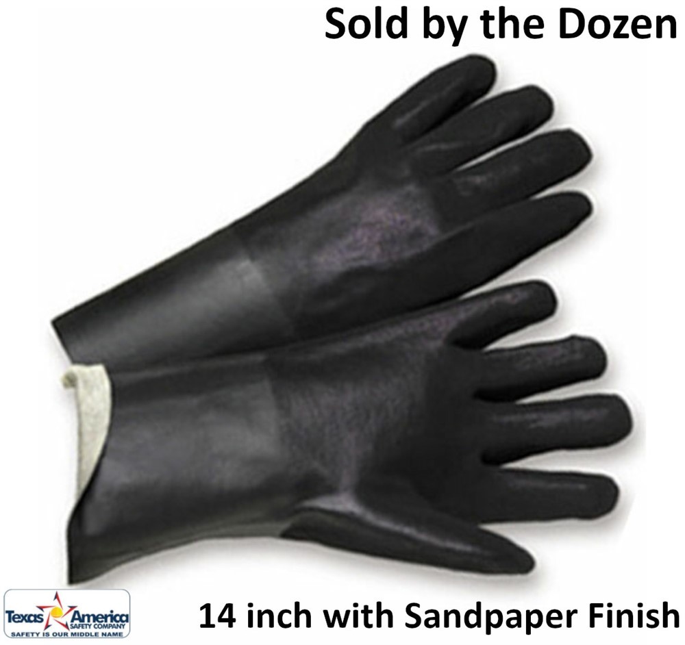 PVC Gloves 14 inch with Sandpaper Finish (Sold by Dozen) Men's Size
