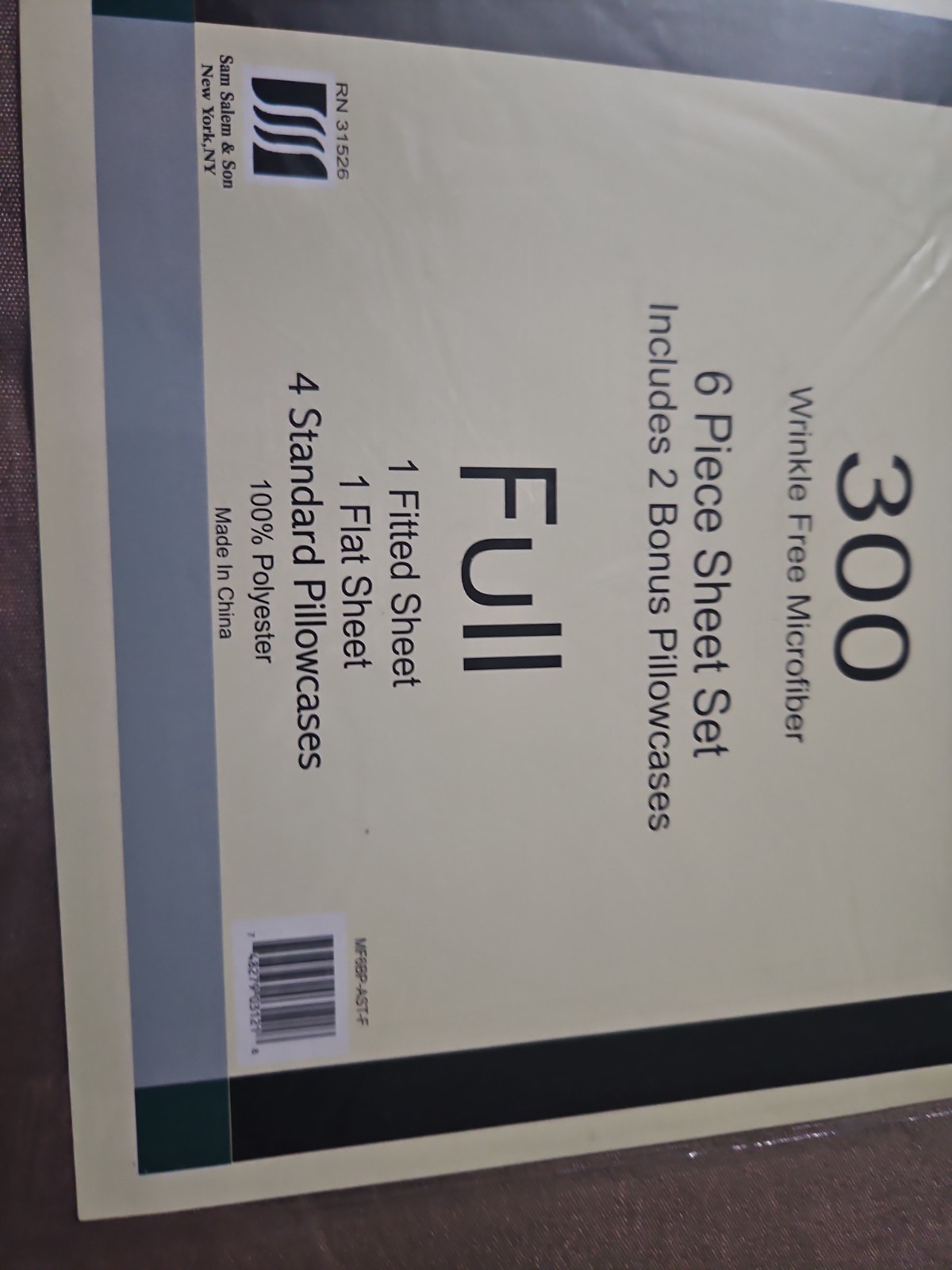 SAM SALEM & SON. 300 6PC SHEET SET. 2 Bonus Pillowcases (FULL) 100% Polyester