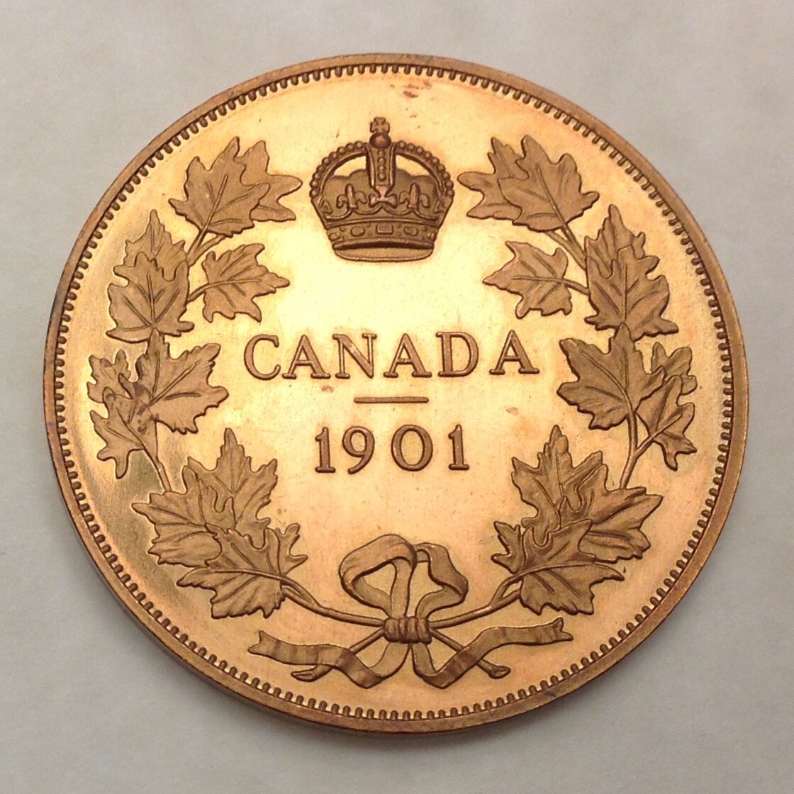 - CANADA 1901 EDWARD VII BRONZE PROOF INA RETRO PATTERN DOLLAR