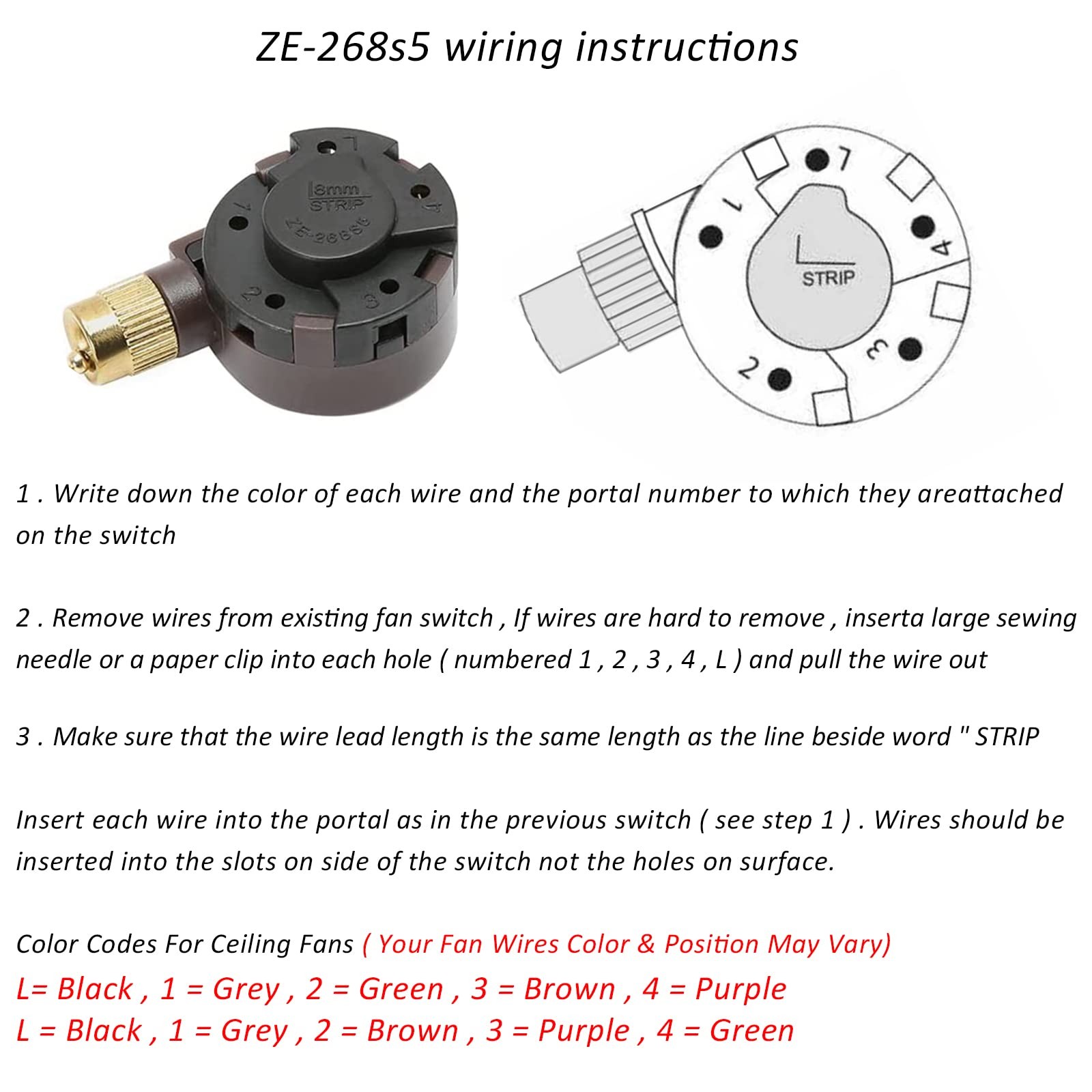 Ceiling Fan Switch Zing Ear Ze268s5 4 Speed 5 Wire Switch Ceiling Fan Light Repl
