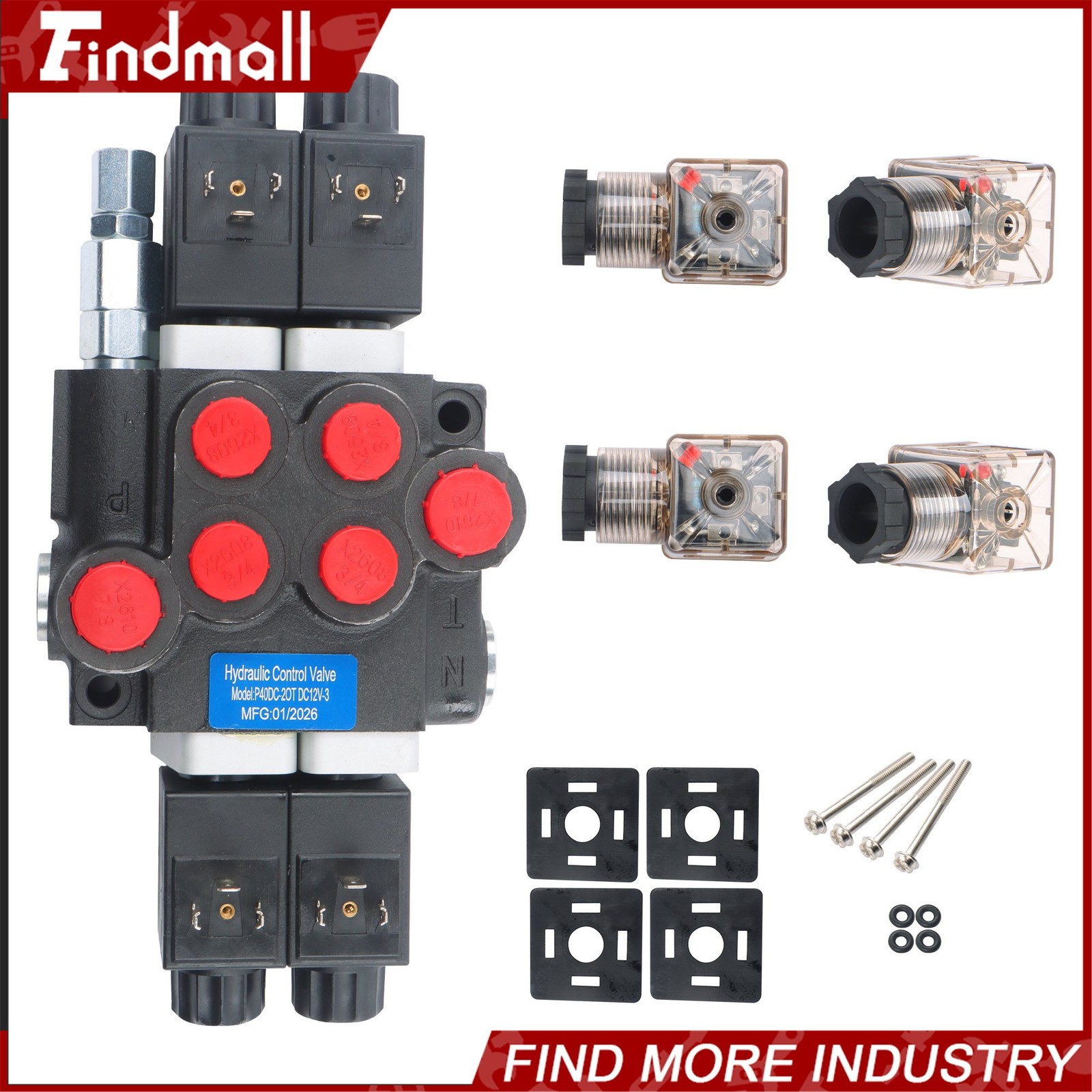 Findmall 2 Spool 13GPM 12V DC Hydraulic Solenoid Valve Double Acting 3600PSI