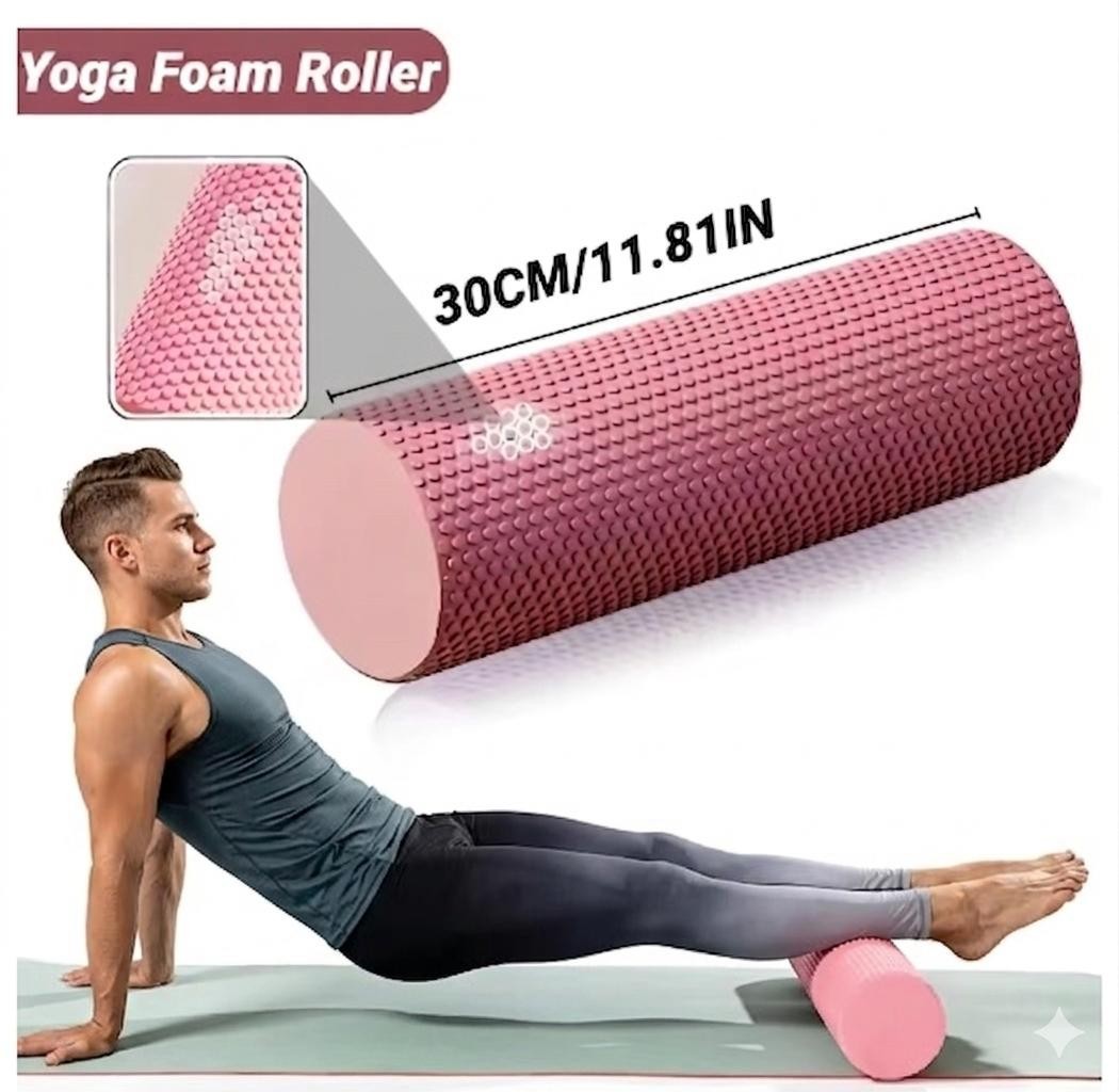 Hexagonal Yoga Roller: Eva Foam Cylinder (diameter 9.5cm, Length 29.7cm) for Pil
