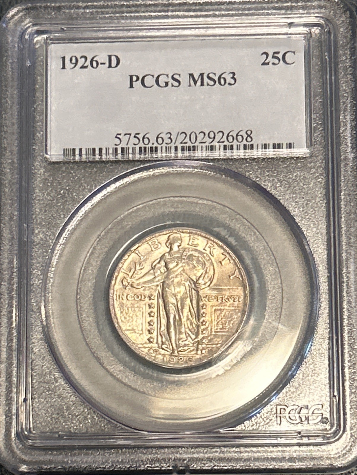 1926 D Standing Liberty Quarter - PCGS - MS 63 With Luster - Comb Shipping