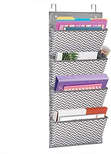 Eamay Wall Mount/Over Door File Hanging Storage Organizer - 4 Large Document ...