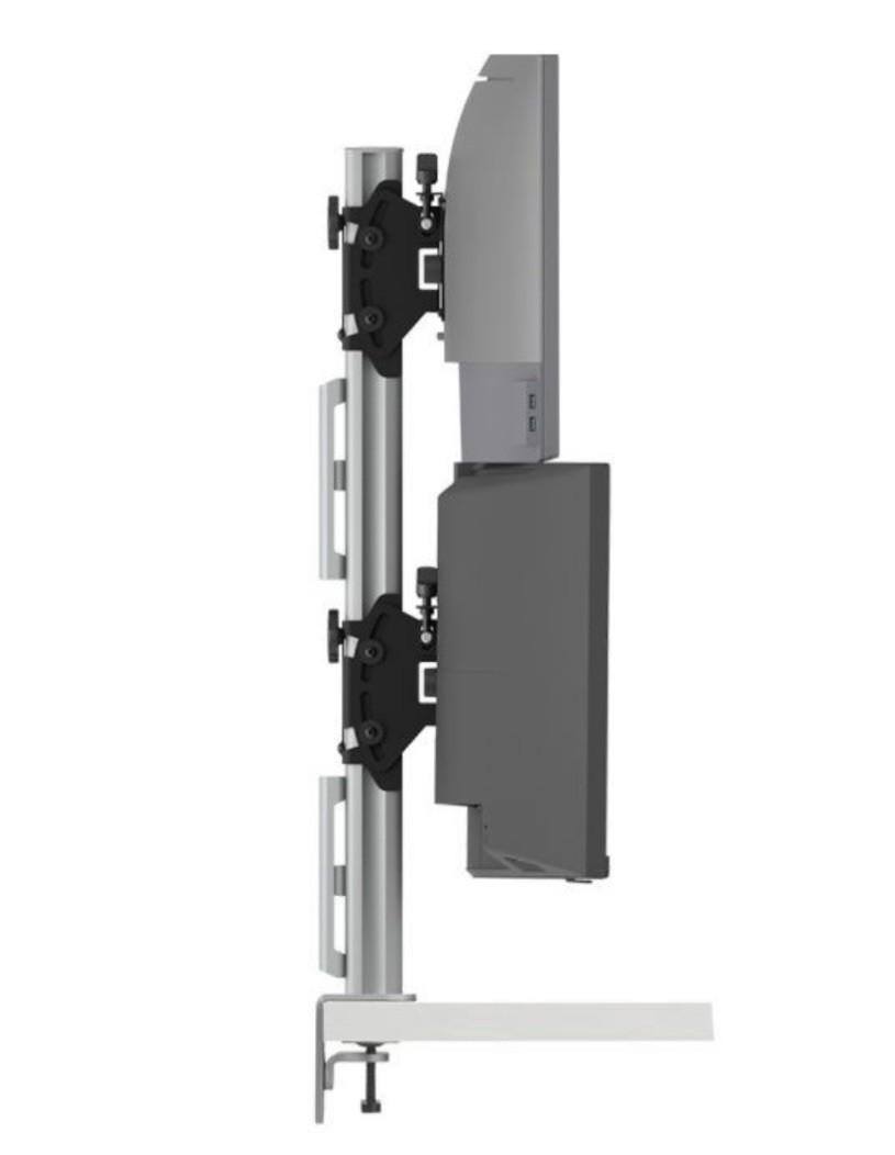 Atdec Heavy Duty Dual Vertical Monitor Mount with HD F-Clamp, AWMS-2-BT75-H-S
