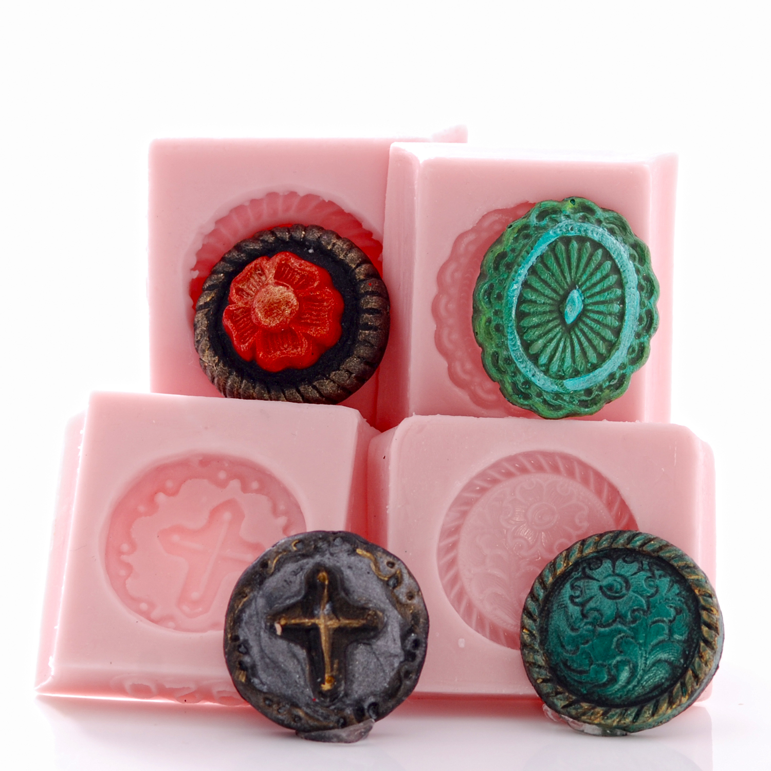 Western Concho Silicone Mold Mould Set 4 flexible easy to use molds  (256)