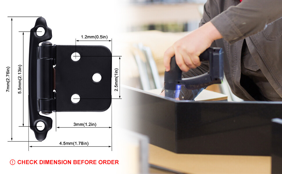 20pcs Kitchen Cabinet Hinges Overlay Self Closing Face Mount Cupboard Door Hinge