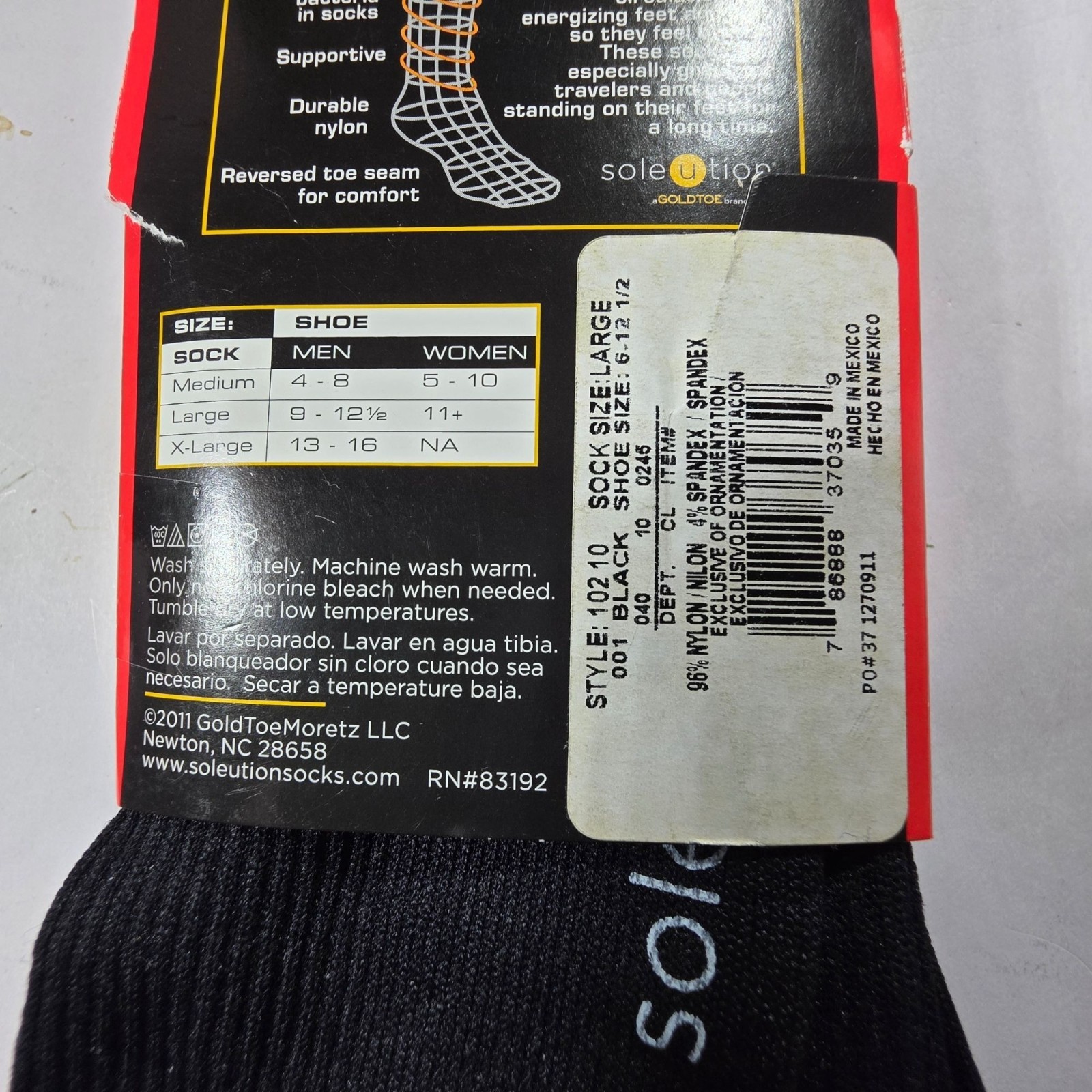 Compression Soleution Moderate Black Athletic Performance Socks 2 Pair Large