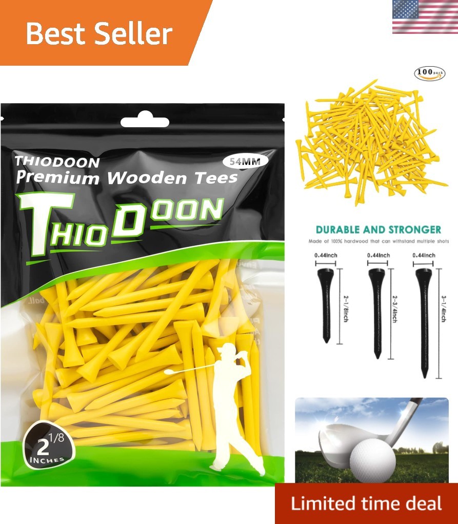 Professional Golf Tees - 100 Count, Multiple Colors, Sizes for Enhanced Accuracy