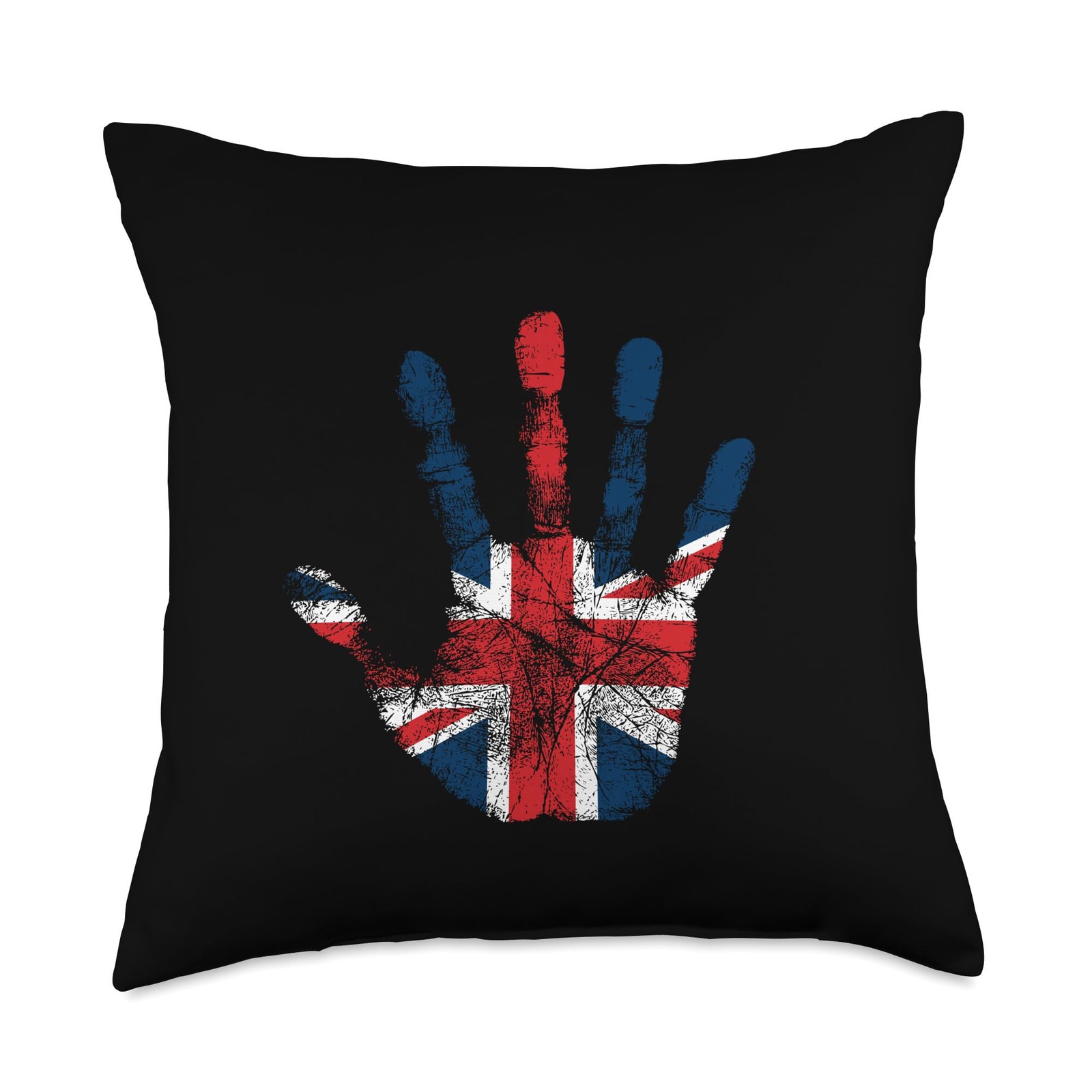 British Flag Patriotic DNA Hand Print Stencil Throw Pillow