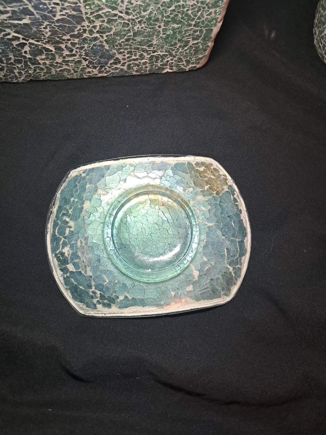 Teal Mosaic Tissue Cover Soap Dispenser And Soap Dish