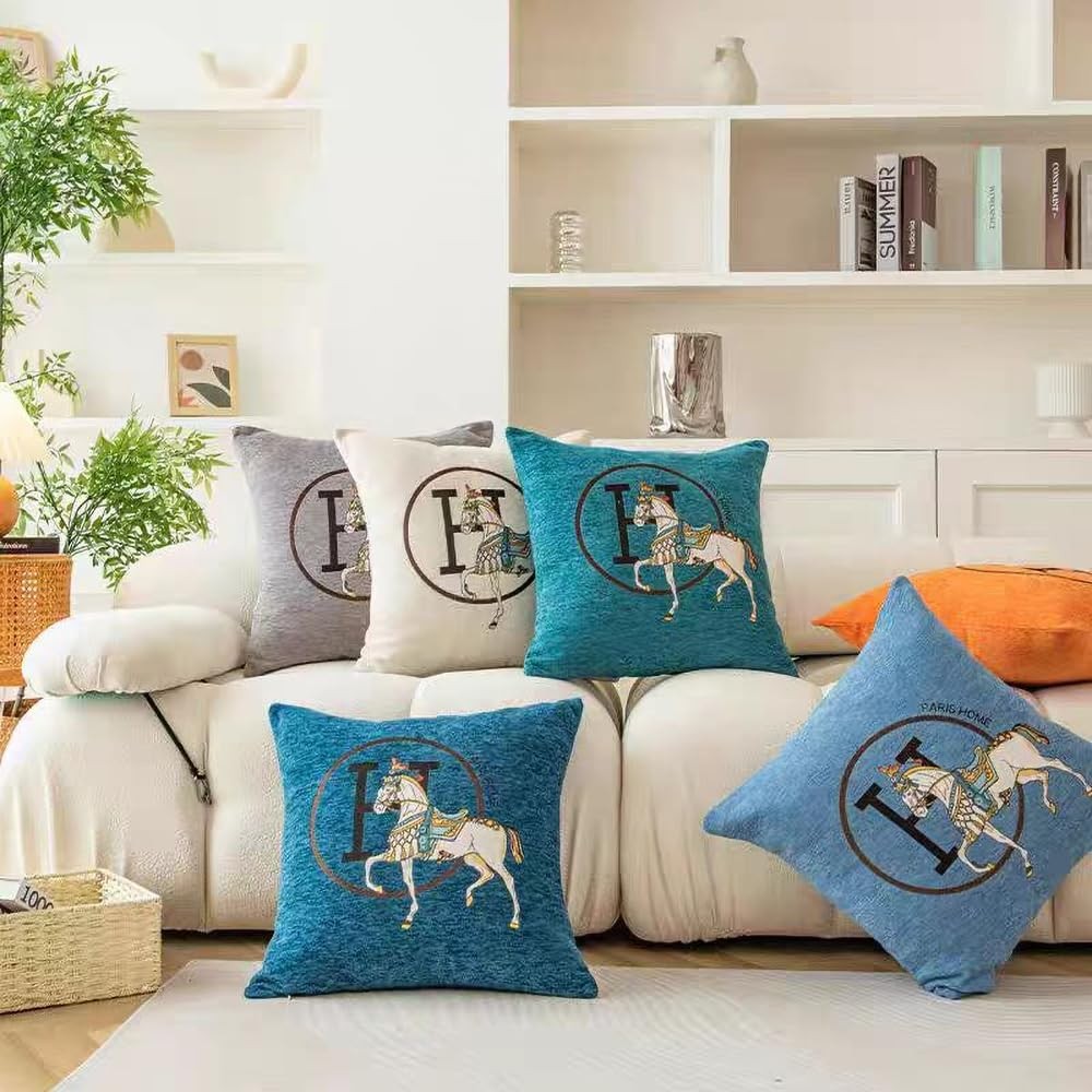 Croker Horse 18x18'' inches Throw Pillow Cushion Covers Set Pack of 2 Orange
